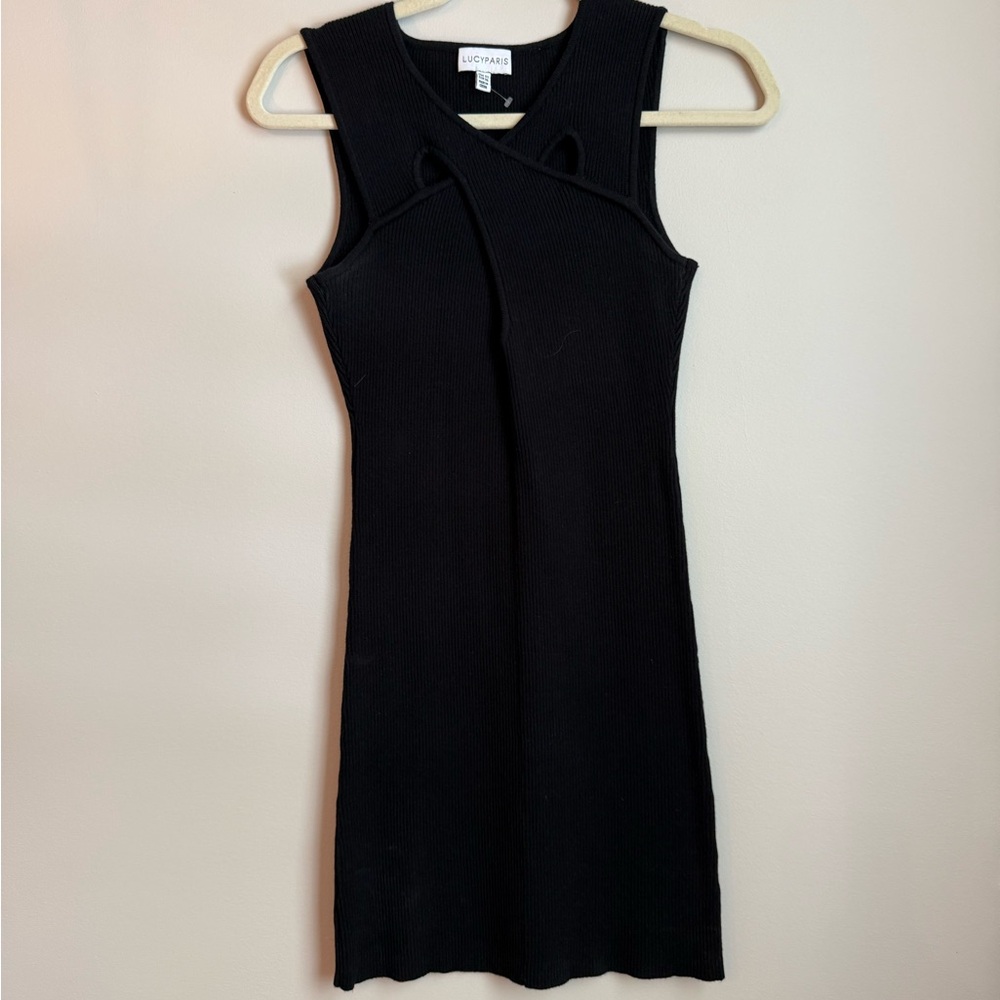 Black Bodycon Ribbed Sleeveless Dress